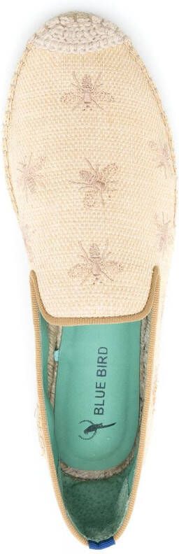 Blue Bird Shoes bee-embroidered woven espadrilles Neutrals