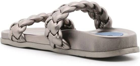 Blue Bird Shoes braided suede slides Metallic
