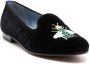 Blue Bird Shoes embroidered-bee velvet loafers Black - Thumbnail 2