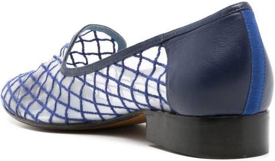 Blue Bird Shoes embroidered-check mesh loafers
