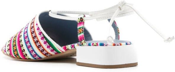 Blue Bird Shoes geometric-print block heel sandals White