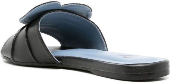 Blue Bird Shoes heart-motif leather slides Black