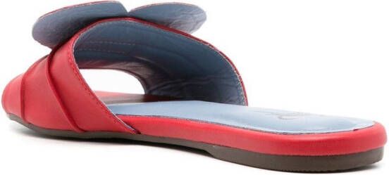 Blue Bird Shoes heart-motif leather slides Red