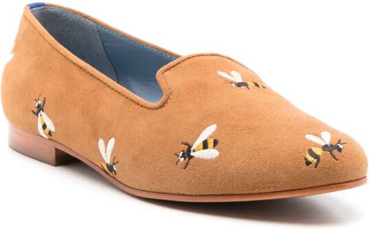 Blue Bird Shoes Hive embroidered-design loafers Brown