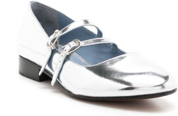 Blue Bird Shoes metallic-finish side-buckle ballerina shoes Silver