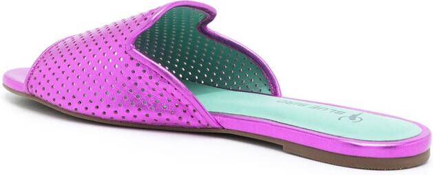 Blue Bird Shoes metallic leather slides Pink
