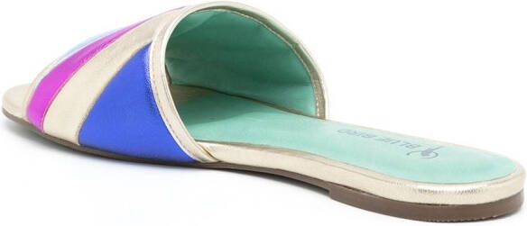 Blue Bird Shoes padded colour-block leather slides Metallic