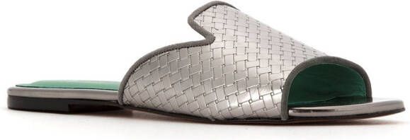 Blue Bird Shoes patent leather woven mules Grey