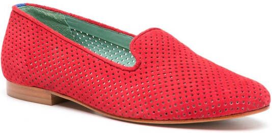 Blue Bird Shoes perforated design loafers Red