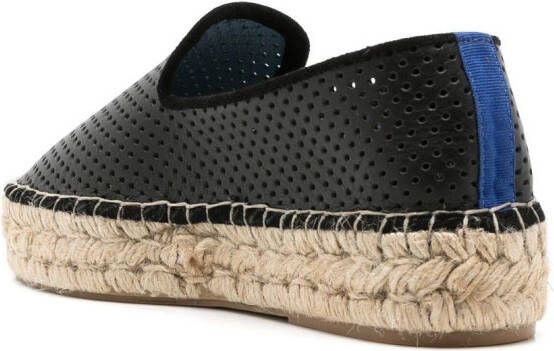 Blue Bird Shoes perforated leather espadrilles Black