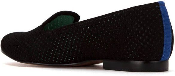 Blue Bird Shoes perforated suede loafers Black