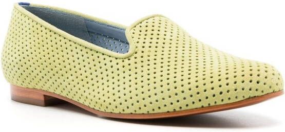 Blue Bird Shoes perforated suede loafers Green