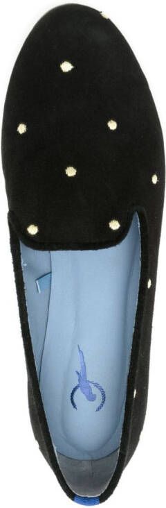 Blue Bird Shoes polka-dot embroidered loafers Black
