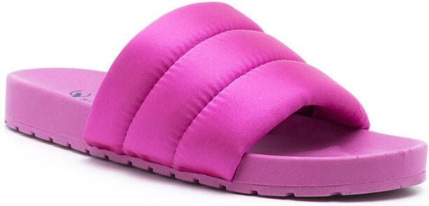 Blue Bird Shoes quilted satin slides Pink