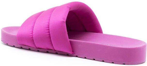 Blue Bird Shoes quilted satin slides Pink