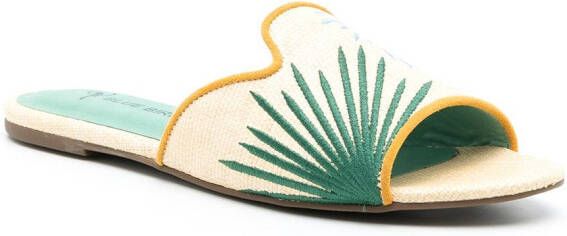 Blue Bird Shoes tropical-embroidered slip-on shoes Neutrals