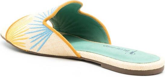 Blue Bird Shoes tropical-embroidered slip-on shoes Neutrals