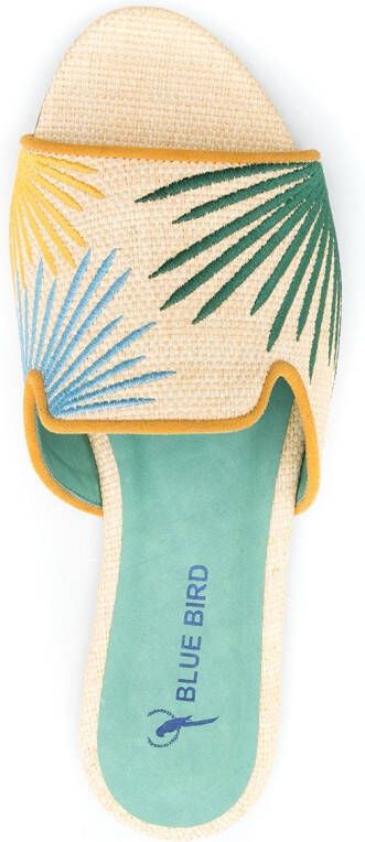 Blue Bird Shoes tropical-embroidered slip-on shoes Neutrals