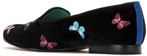 Blue Bird Shoes velvet Borboleta loafers Black