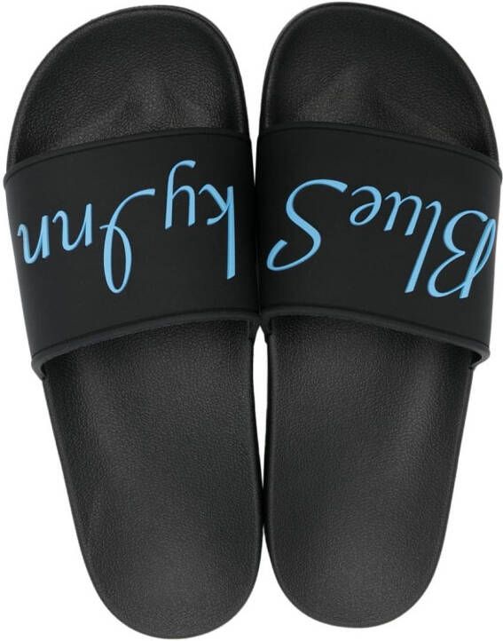 BLUE SKY INN 3D-logo open-toe slides Black