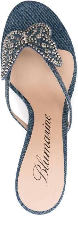 Blumarine 75mm butterfly-patch denim sandals Blue