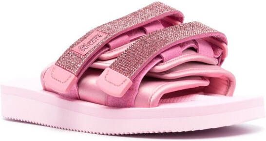 Blumarine logo-patch touch-strap sandals Pink