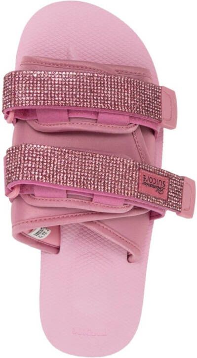 Blumarine x Suicoke rhinestone-embellished slides Pink