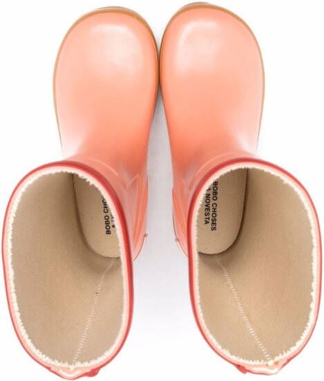 Bobo Choses face-patch ankle wellies Orange