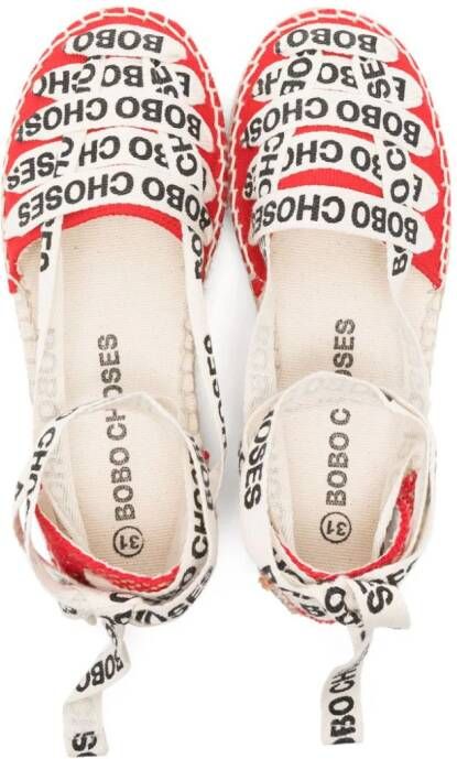 Bobo Choses lace-up cotton espadrilles Red
