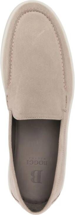 Boggi Milano debossed-logo leather loafers Grey