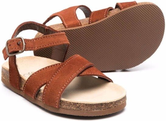 Bonpoint buckle-fastening crossover-strap sandals Brown