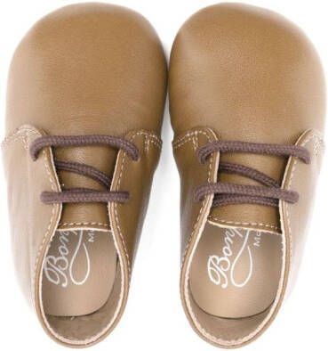 Bonpoint round-toe leather pre-walkers Brown