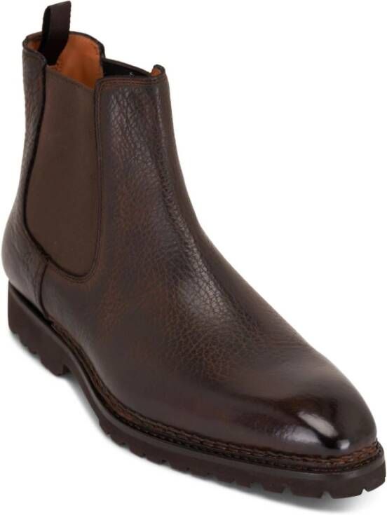 Bontoni almond-toe leather boots Brown