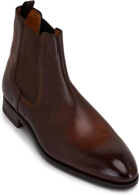 Bontoni Cavaliere almond-toe leather boots Brown