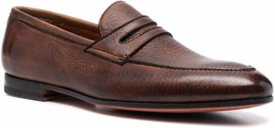 Bontoni principe leather slip-on loafers Brown