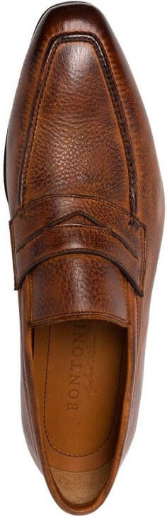Bontoni principe leather slip-on loafers Brown