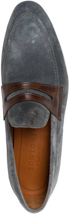 Bontoni principe leather slip-on loafers Grey