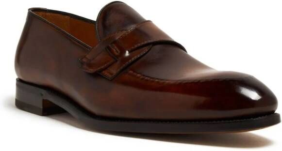 Bontoni Riviera strap-detail leather loafers Brown