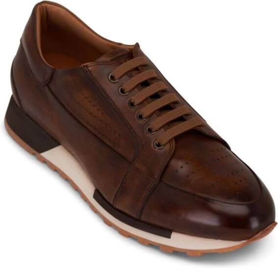 Bontoni Vento lace-up leather sneakers Brown