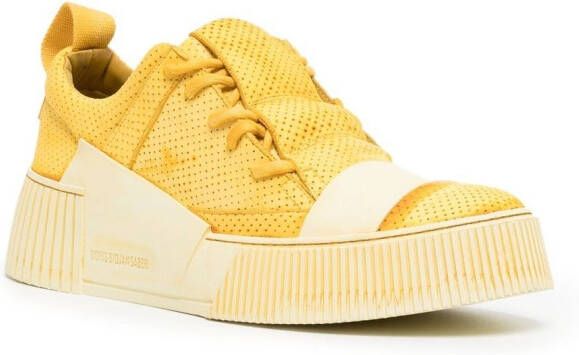 Boris Bidjan Saberi distressed finish low-top leather sneakers Yellow