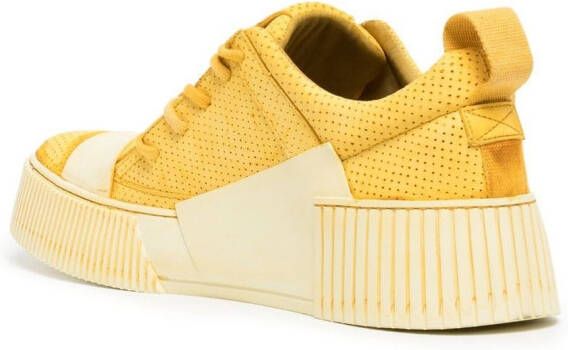 Boris Bidjan Saberi distressed finish low-top leather sneakers Yellow