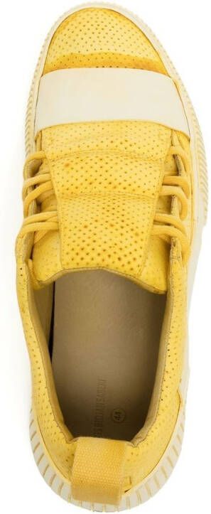 Boris Bidjan Saberi distressed finish low-top leather sneakers Yellow