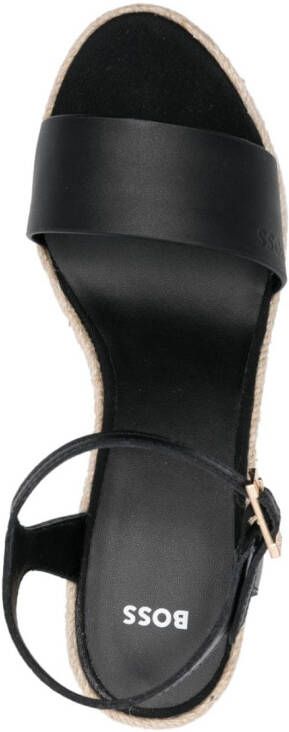 BOSS 100mm open-toe wedge sandals Black