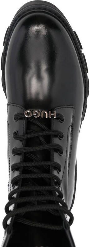 BOSS 45mm logo-plaque lace-up boots Black