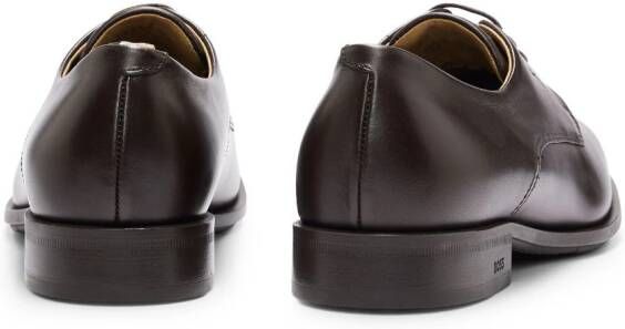 BOSS almond-toe leather derby shoes Brown