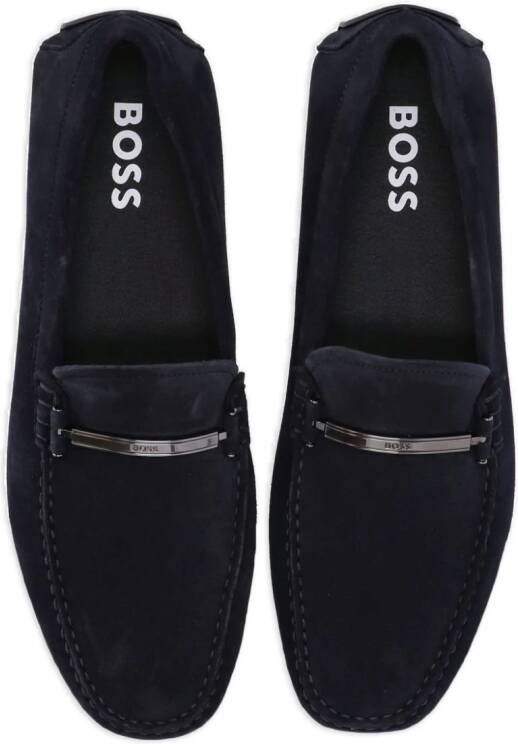 BOSS branded-hardware suede loafers Blue