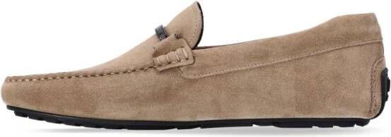 BOSS branded-hardware suede loafers Brown