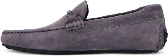 BOSS branded-hardware suede loafers Grey