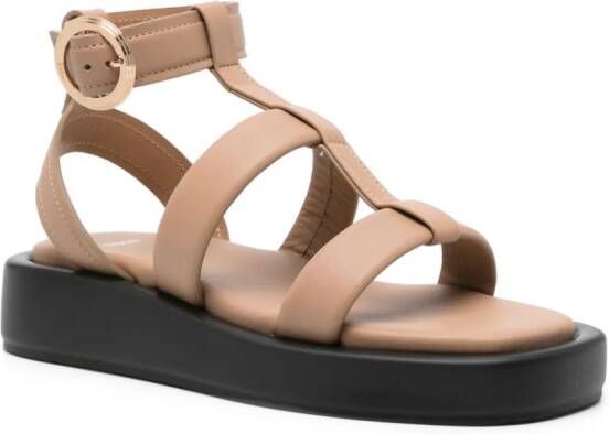 BOSS caged leather sandals Neutrals