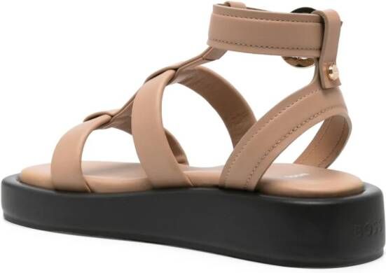 BOSS caged leather sandals Neutrals